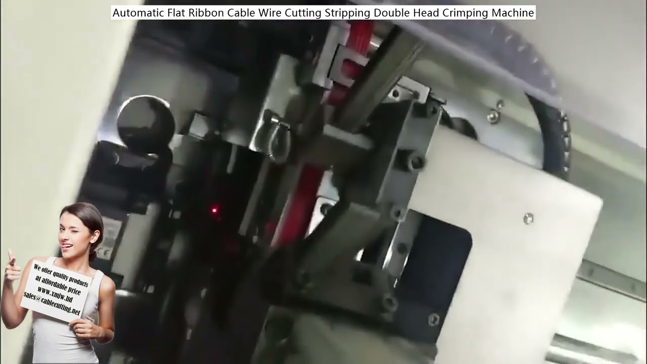 Automatic Flat Ribbon Cable Wire Cutting Stripping Double Head Crimping Machine